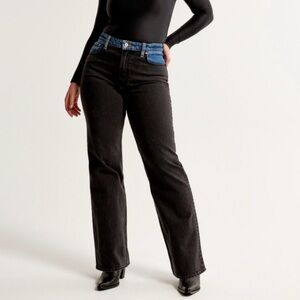 Abercrombie Curve Love 90s Straight Jeans Black Size 26 Long High Rise Fit